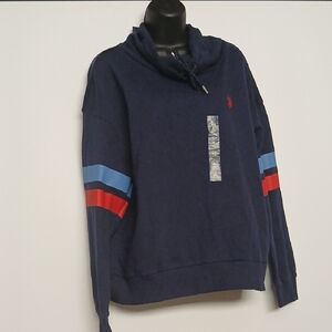 US Polo Assn Women Size XL Navy Sweatshirt Red Blue Stripes NWT